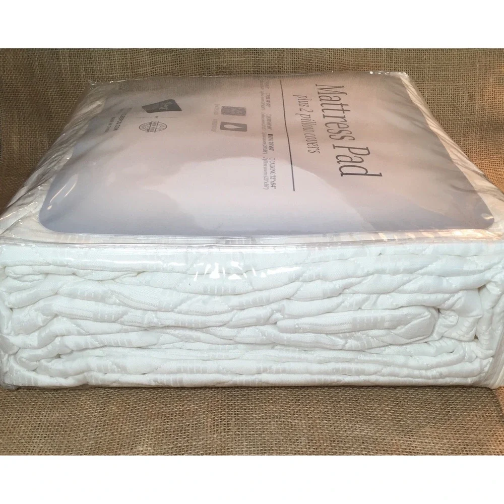 Rest Assure King Mattress Pad Waterproof Jacquard White with 2 Pillow Covers